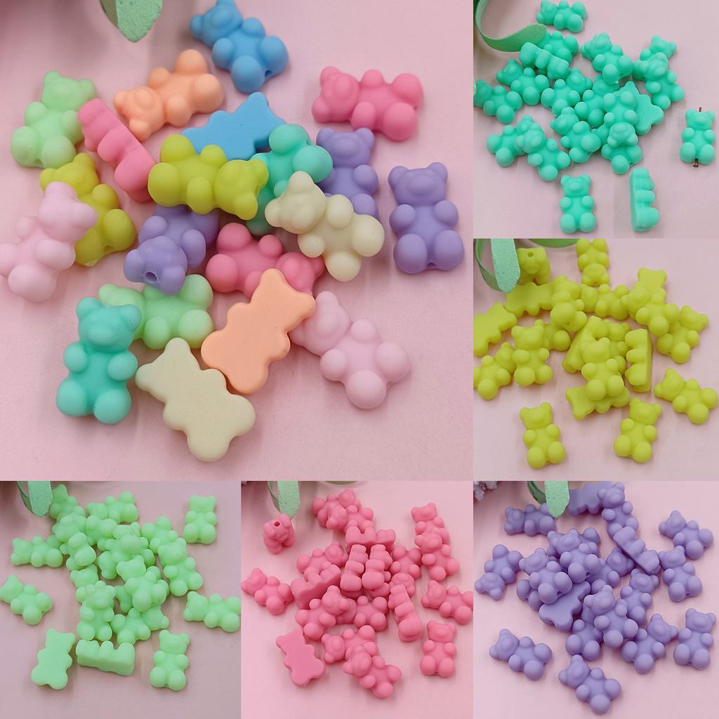 Высокое качество 20 шт. однотонных резиновых бусин 18*11 мм браслеты в форме медведя изготовление украшений своими руками ожерелье милые бусины в форме медведя