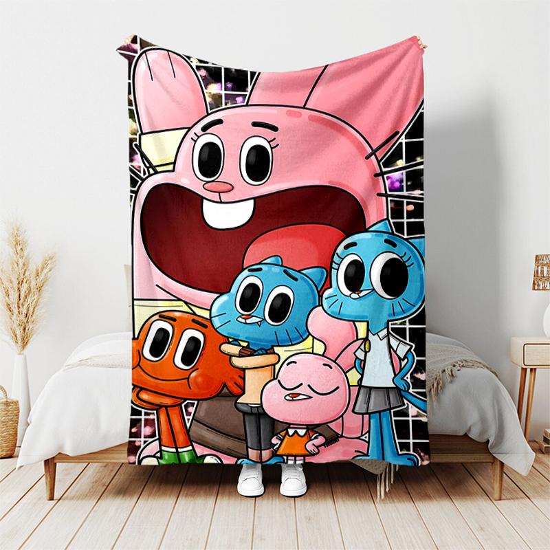 1pc Blanket The Amazing World of Gumball Print Design, Lightweight Blanket for Sofa, Bed- Soft &Warm, Gift for All Seasons like Christmas, Halloween