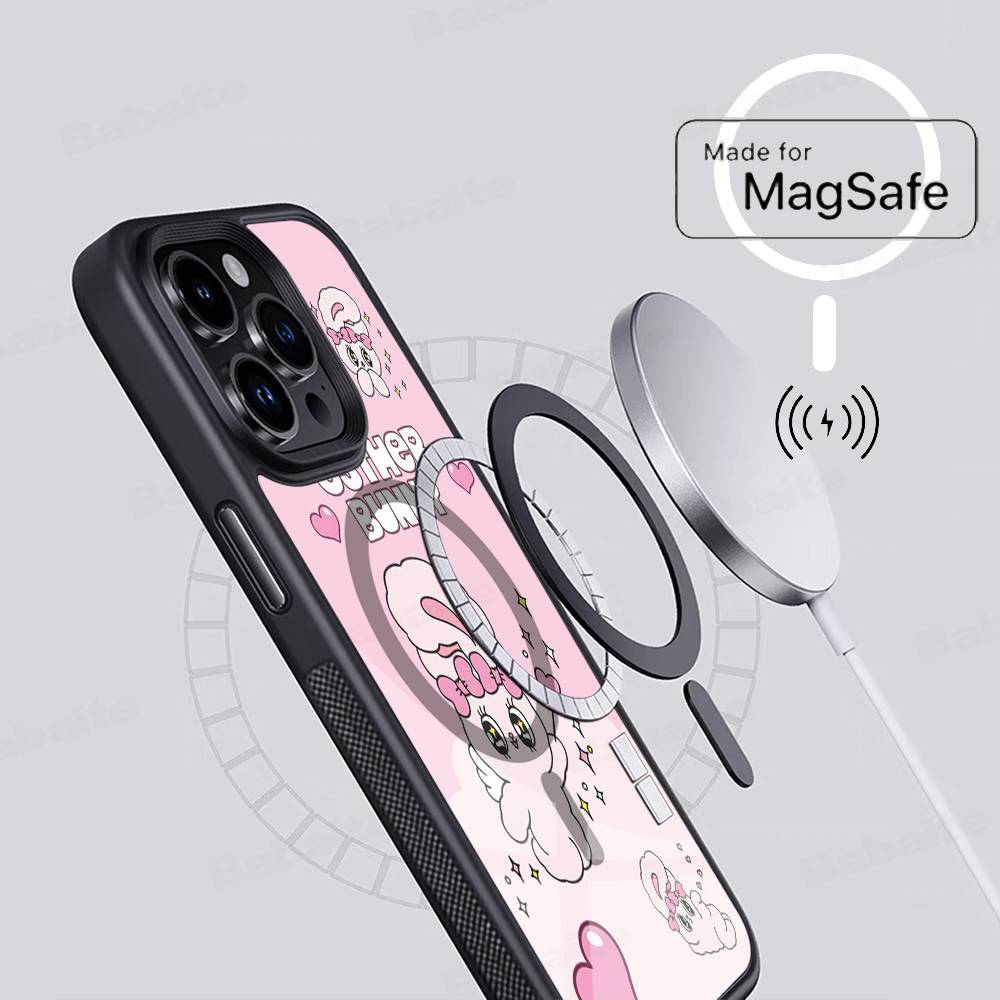 Милый Мультяшный Кролик Эстер Магнитный Чехол Для Magsafe Для iPhone 17 Air 16 15 14 13 12 11 Pro Max Plus Беспроводная Зарядка