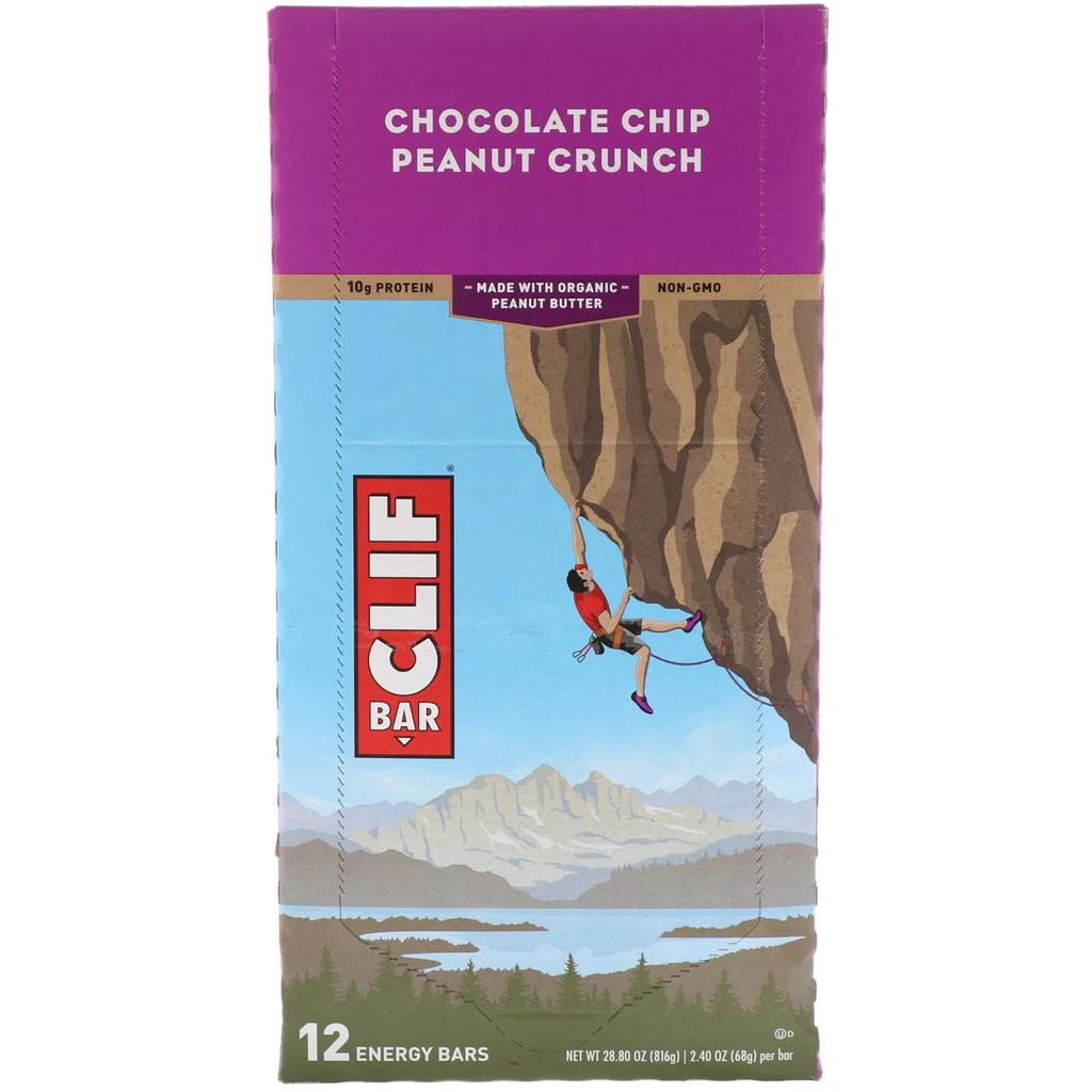 Clif Bar Energy Bar, Chocolate Chip Peanut Crunch, 12 Bars, 68 G (2.40 Oz) Each