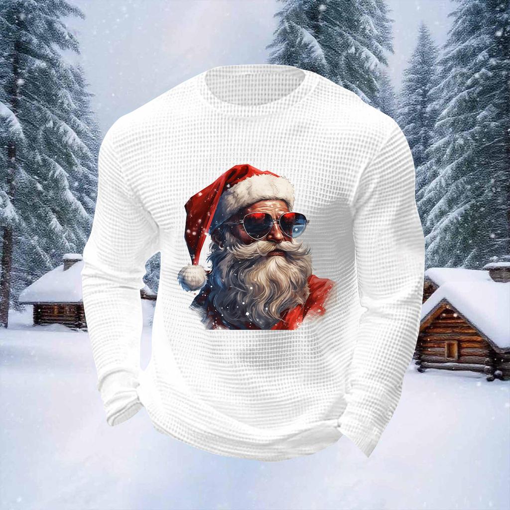 Мужские топы с рождественским принтом, с круглым вырезом и длинными рукавами, мужские спортивные топы больших размеров в повседневном стиле с круглым вырезом