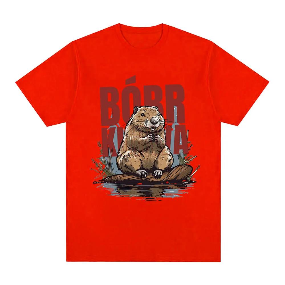 Bober Kurwa Bobr T-shirt Funny Beaver Meme Graphic T-shirt Style Women's Casual Loose Short Sleeved T-shirt Street Clothing
