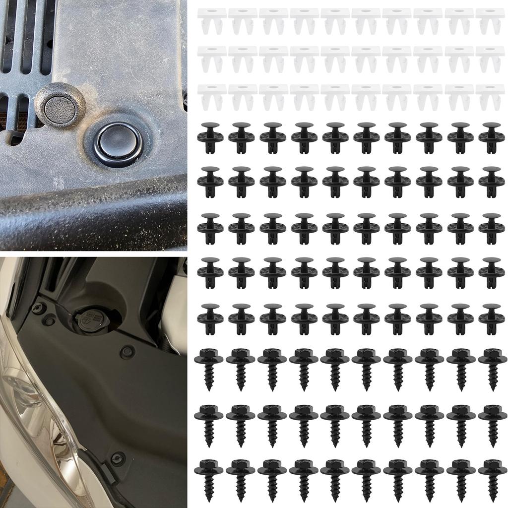 100Pcs Engine Under Cover Retainer Clips for Toyota 90467-07201 90189-06193 90159-60477 Push-Type Fastener Nut Screw Bolt