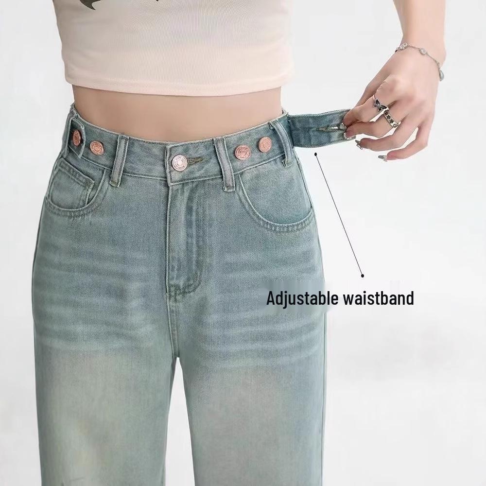 Women's Light High-Waist Wide-Leg Jeans - 2024 Versatile, Slimming, Petite Fit, Straight and Loose Long Pants