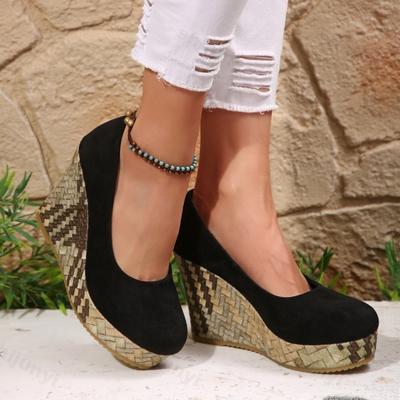 Модные женские туфли-лодочки Весна Осень Новые Большой размер Слипоны Платформа Танкетка Удобная высота Увеличение роста Нескользящие Повседневные Одинарные туфли