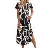 Women's Casual Comfortable V Neck Loose Hem Split Vacation Short Sleeve Floral Long Dresses