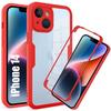Full Case - for iPhone 14 - Red - 360° Protection - Silicone + PC - Semi-rigid