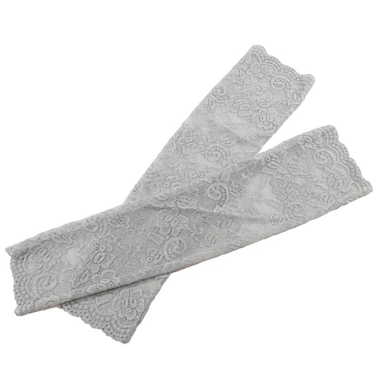 Women Summer Lace Sunscreen Arm Sleeve Breathable Mesh Lace Sleeves Cover Long Fingerless Driving Gloves