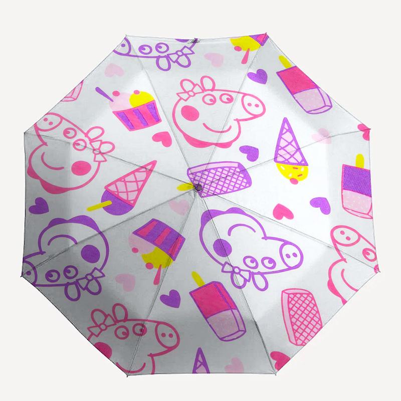 1pc Peppa Pig Ice Cream Party Umbrella with Plastic Handle,Suitable for All Seasons Home Travel Outdoor UmbrellaFP004