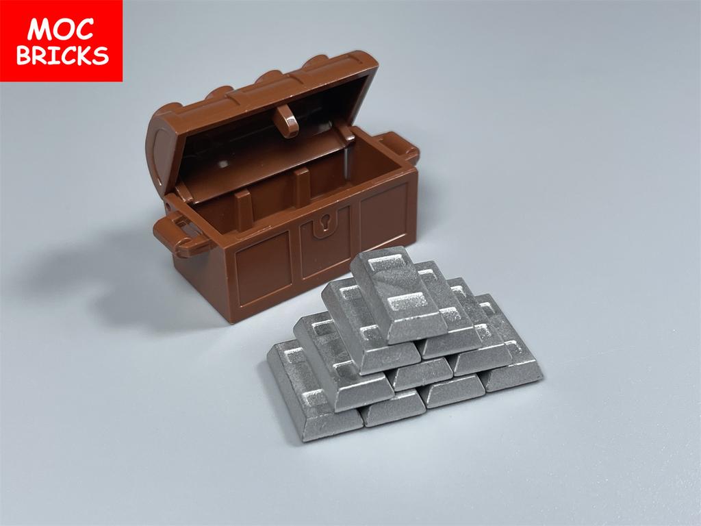 MOC Кубики Шкатулка с сокровищами Деньги Золотая монета Драгоценный камень Строительные блоки Образовательные Собранные детали Игрушки Для детей Подарок