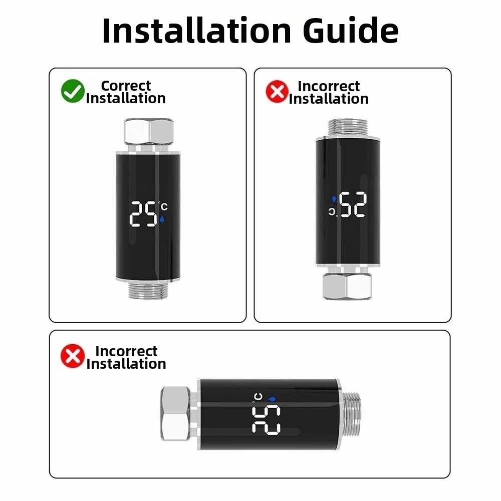Waterproof Shower Nozzle Thermometer LED Digital Display Intelligent Temperature Water Temperature Gauge Wide Temperature Range