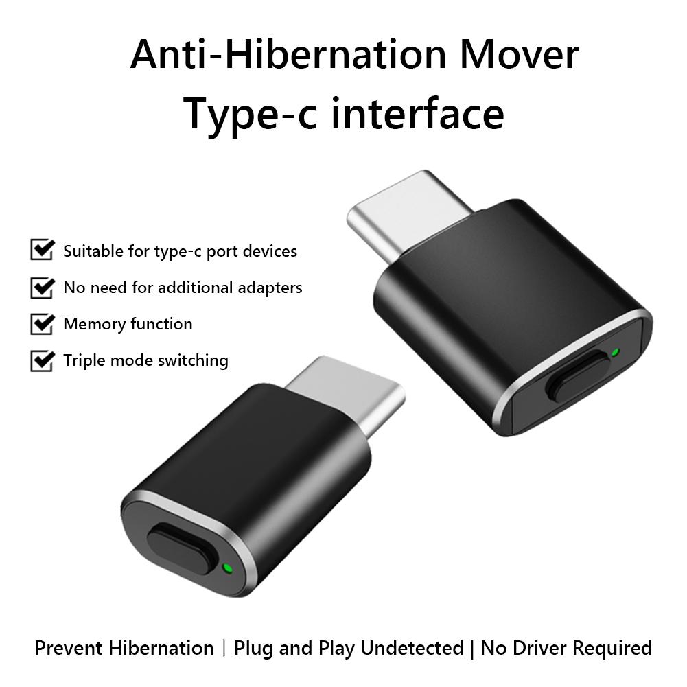 USB Type-C Mouse Jiggler Необнаружимый автоматический движитель Имитирует движение мыши для ПК-ноутбука Кнопка включения/выключения компьютера