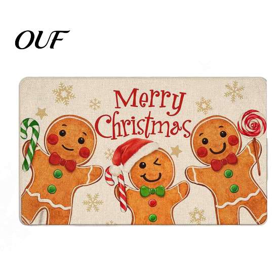 Winter Home Decor Entry Mat Christmas Door Mat, Festive Entrance Rug, 35" x 24" Non-Slip Washable Indoor Floor Welcome Water Absorbent Rug for Kitchen