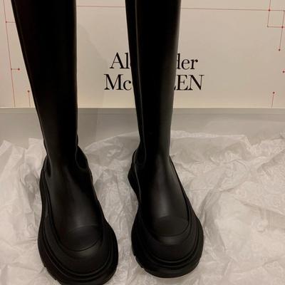 Версия из коровьей кожи~ Кожаные ботильоны на толстой подошве, увеличивающие рост, женские высокие ботинки, эластичные ботинки, ботинки на высоком каблуке