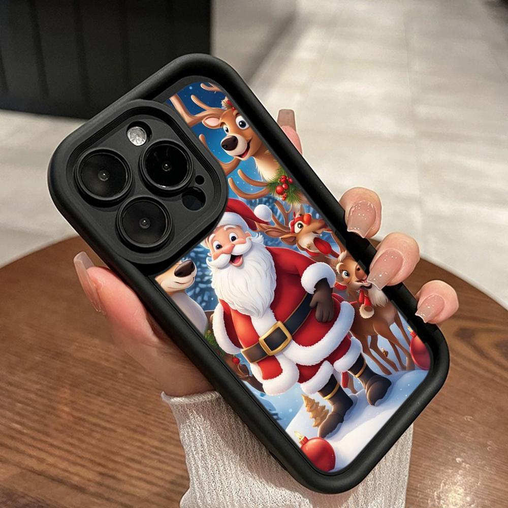 Чехлы для телефонов Ae119 Merry Christmas Santa art design для iPhone 16 14 13 11 Pro Max 15 7 8 6 Plus 12 mini XR XS Max SE Angel Eye Ladder Protective Cover