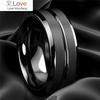 8mm Men Ring Black Groove Matte Stainless Steel Wedding Engagement Jewelry Anniversary Birthday Gift Men Rings