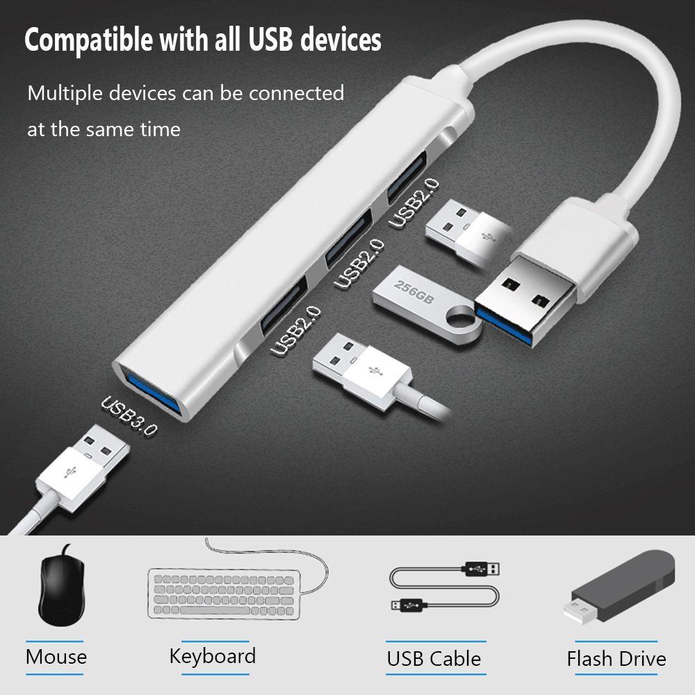 Mini Docking Station 4 Port High Speed USB Expander 3*USB 2.0 USB 3.0 HUB Splitter