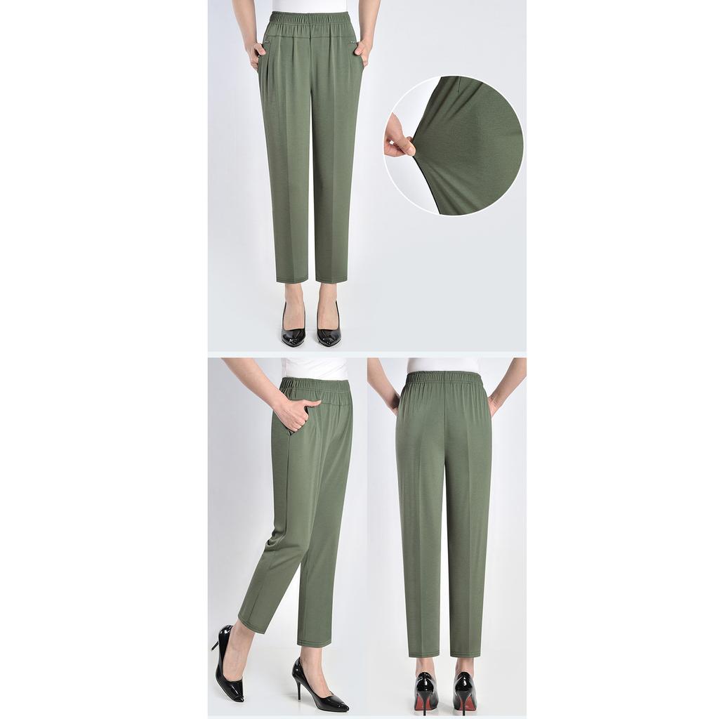 XL-8XL летние брюки для мам из ледяного шелка, брюки для пожилых женщин, свободные брюки для бабушки, большие