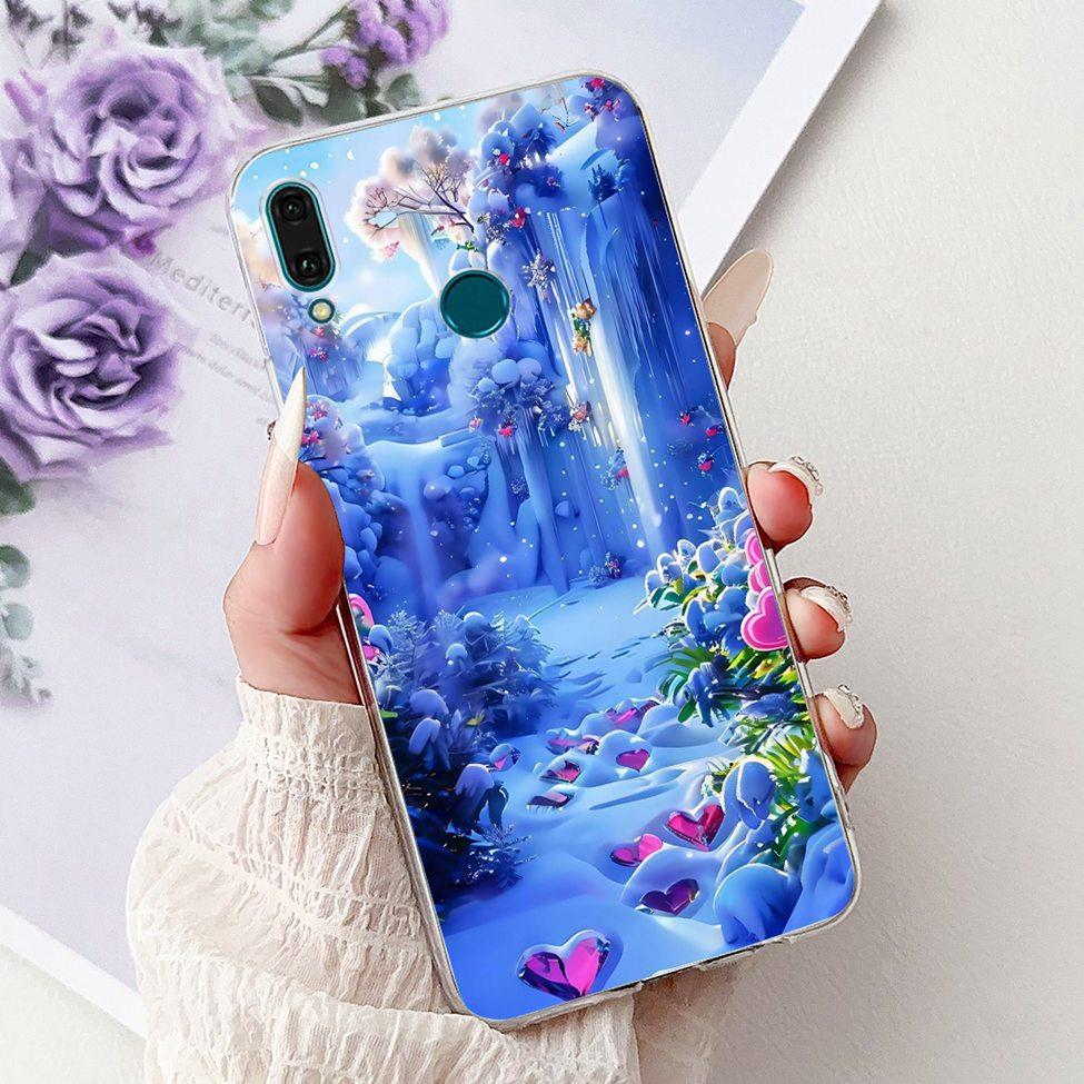 Clear For Huawei Y9 2019 Case Cover Cute Fashion Flowers Funny Cool Painted Soft Phone Case For Huawei JKM-LX1 JKM-LX2 JKM-LX3