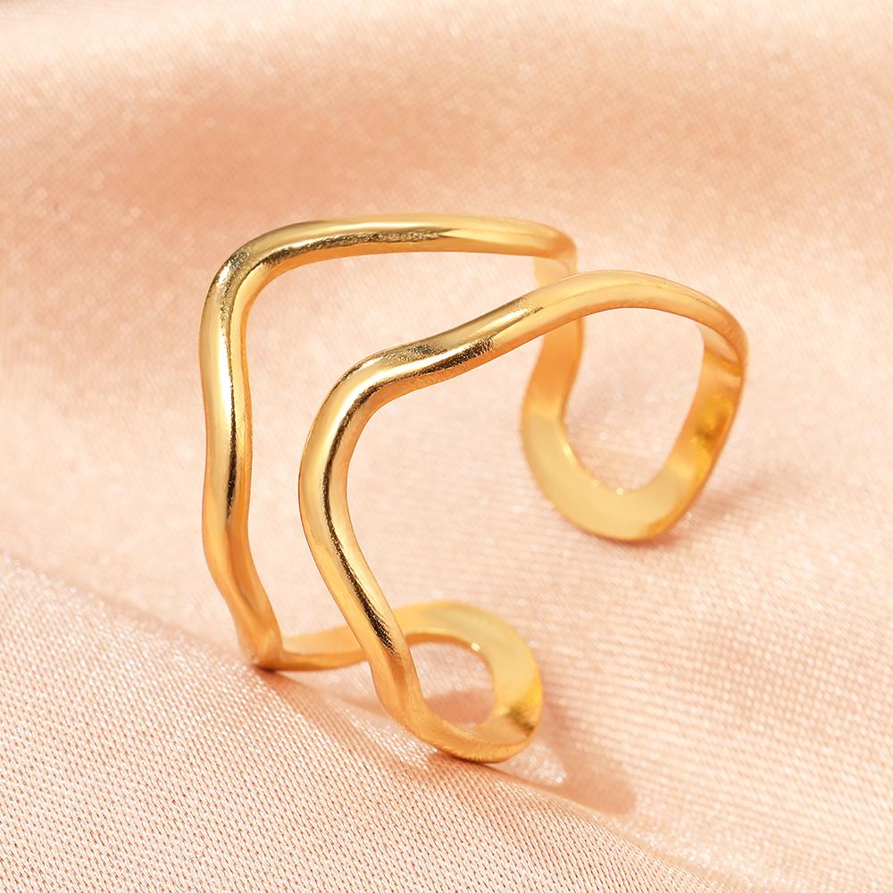 Stainless Steel Rings Minimalist Geometric Personality Snake Adjustable Open Ring Fashion Trending Ring For Women Zircon Gifts