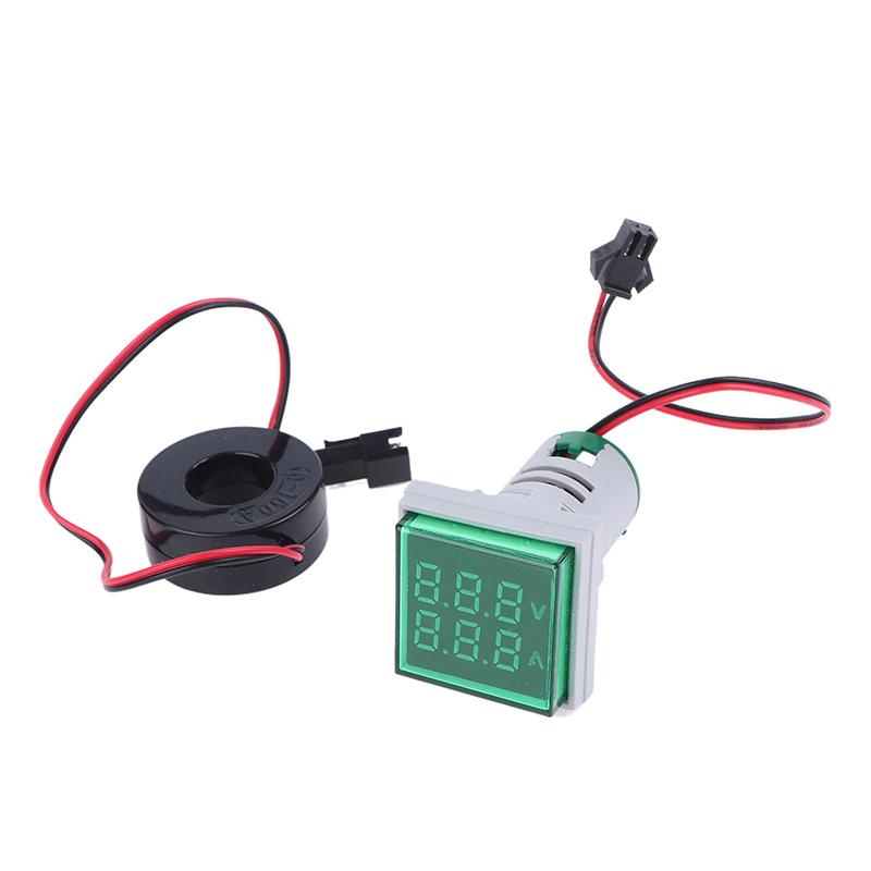 Мини Цифровой вольтметр-амперметр с двойным дисплеем AD16-22VAMS 220V Квадратный светодиодный цифровой амперметр-вольтметр