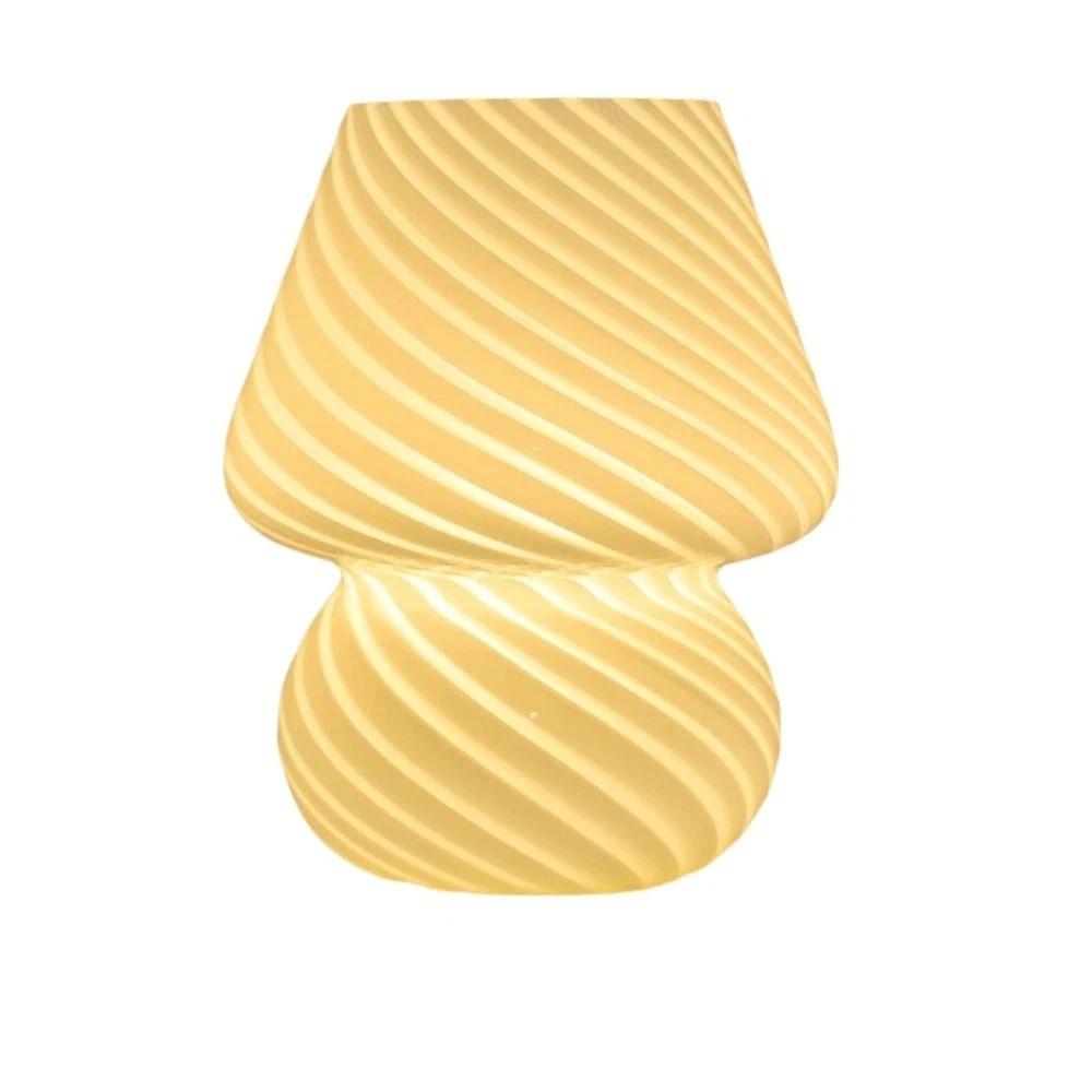 Desk Lamp Ins Style Mushroom LED Lamp Striped Mushroom Bedside Lamp Transparent Glass Night Lamp Nightlight for Baby