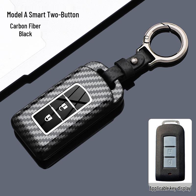Mitsubishi Key Cover: Carbon Fiber Textured Full Coverage for Outlander, ASX, Escape, Lancer