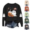 Women's Fashionable Casual Long-sleeved Halloween Printed Round-neck Top