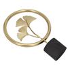 Ginkgo Leaf Statue Exquisite Details Wooden Base Elegant Gold Color Metal Ginkgo Sculpture for Bedroom Office Cafe