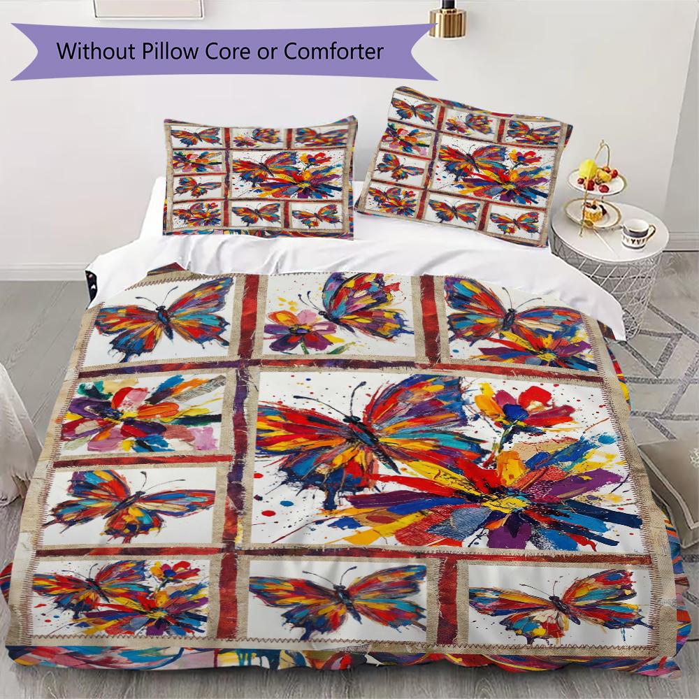 Abstract Butterfly Pattern Bedding uilt Set uilt Cover Pillowcase Home Decoration Birthday Gift (1 * duvet cover + 2 * pillowcase without core)13