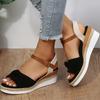 Fashion Women Shoes Style Pleated Leopard Sandals Buckle Decor High Heel Wedge Sandal Woman Summer Outdoor Platform Shoe Sandalias Mujer