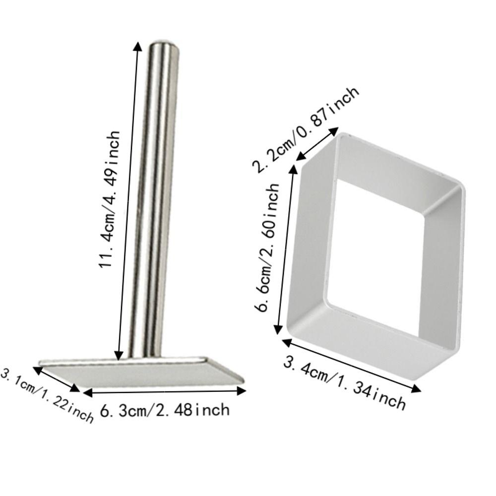 10PCS Stainless Steel Press Stamp Mooncake Mold Rectangle Cookie Biscuit Mold  Baking