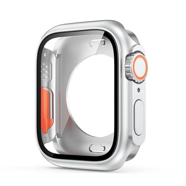 Защитный чехол-бампер для Apple Watch 44 мм 45 мм 40 мм 41 мм Жесткий ПК Передний и задний бампер для IWatch 9 8 7 6 5 4 Изменить на Ultra