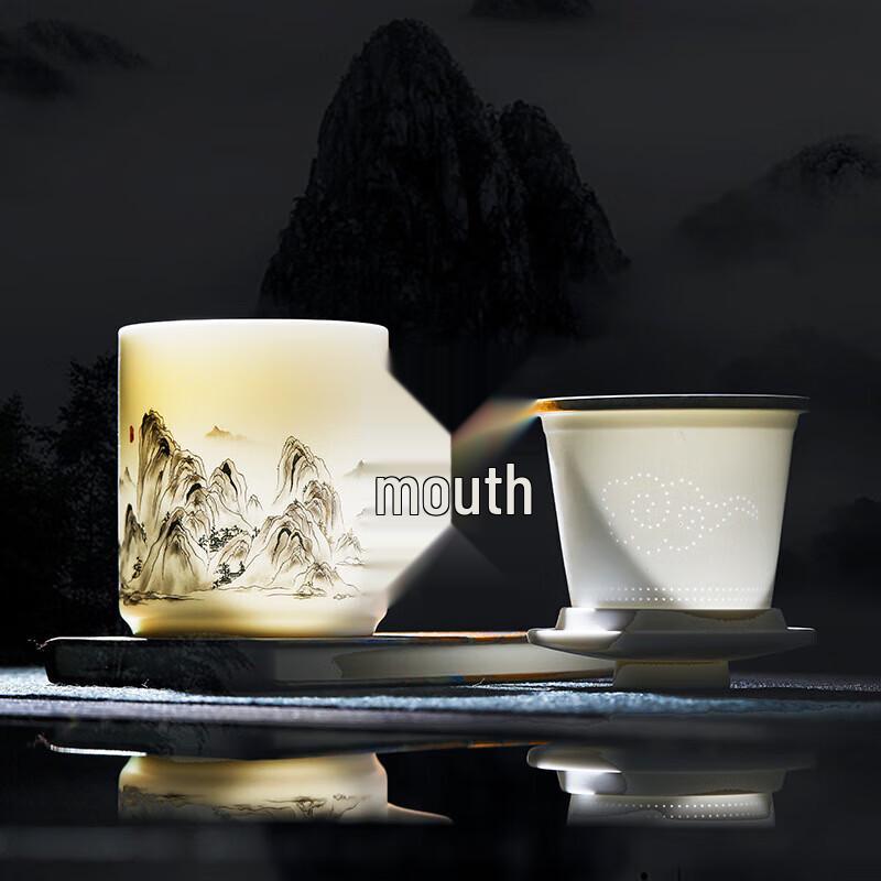 Thousand Li Rivers & Mountains Ceramic Tea Separation Office Cup