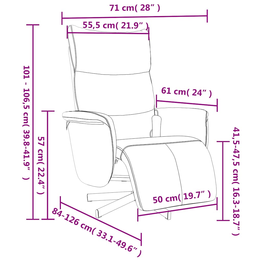 Massage Chair with Footrest Cream Faux Leather