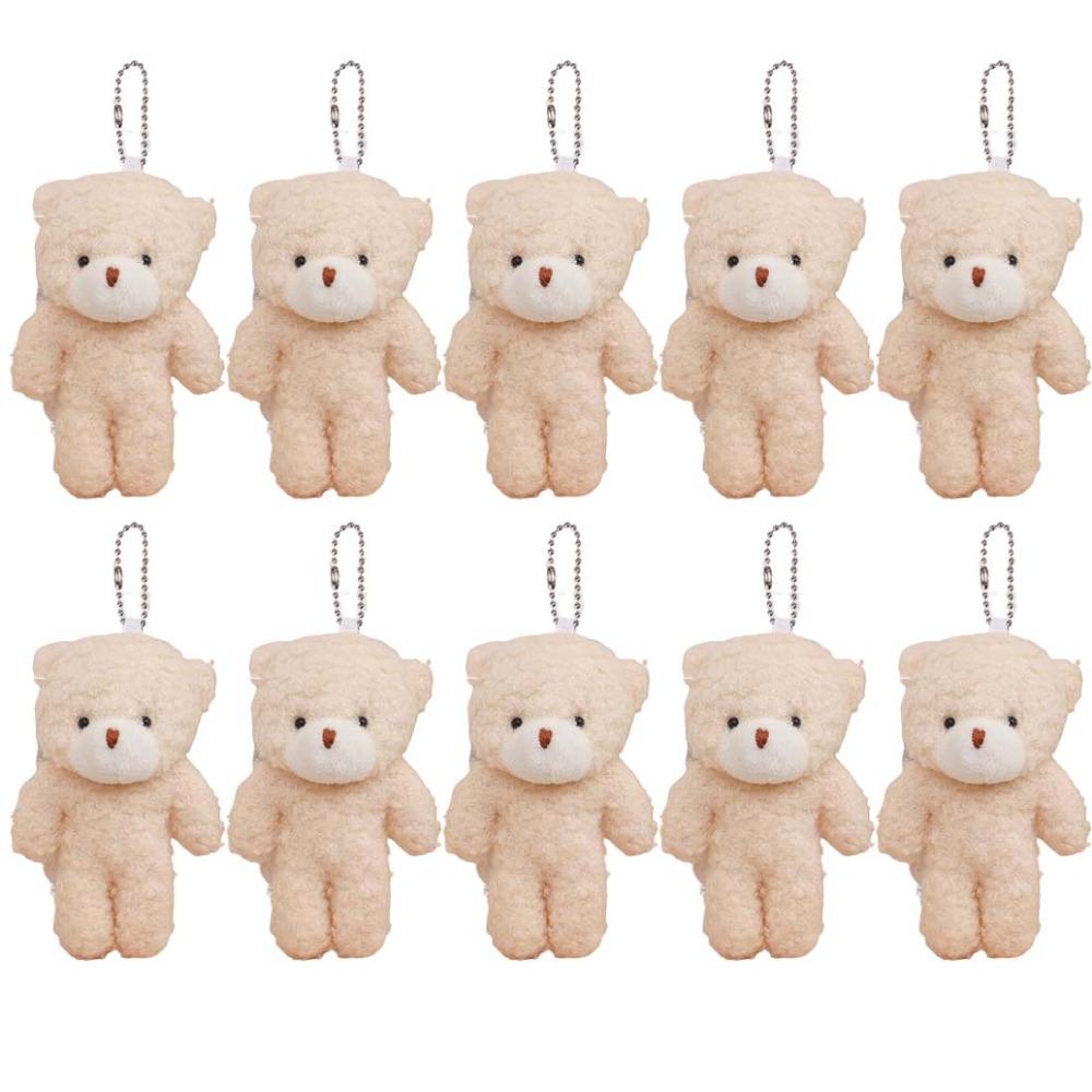 10Pcs Stuffed White Bear Plush Keychain Cartoon Animal Bear Plush Dolls Little Bear Plush Toy  Kids
