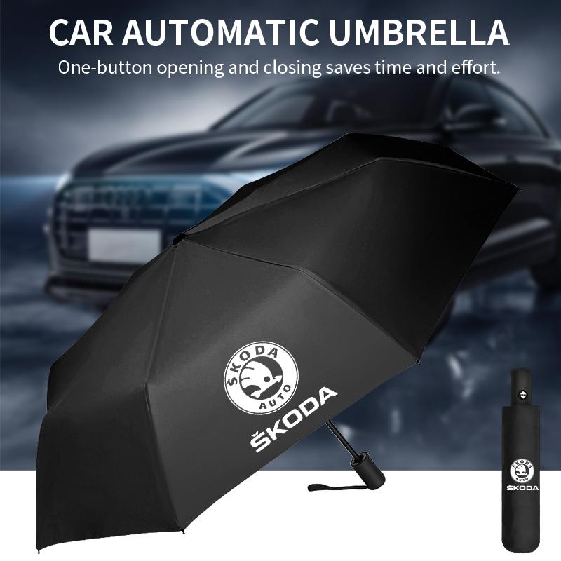 NADH5 Car valve core Car Automatic Folding Windproof Sunshade Umbrella For Skoda KAROQ FABIA YETI KAMIQ UPERB RAPID