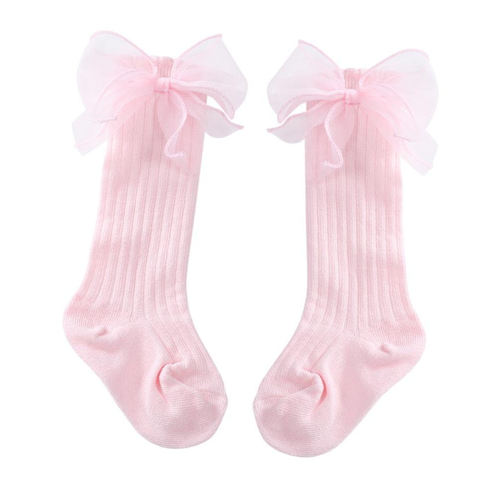 Новорожденные девочки носки детские носки малышки девочки большой бант до колена длинные мягкие хлопковые кружевные детские носки 0-3 года