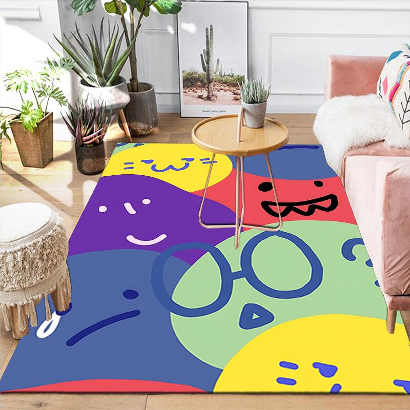 1Pc Colorful Emotion Faces Rug, Office Carpet Indoor Outdoor Doormat, Non-Slip, Comfortable, Living, Christmas Halloween, Xmas Gift G1208
