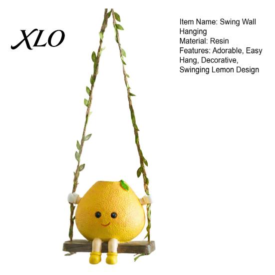 Cute Wall Art for Bedroom Swinging Lemon Hanging Ornament, Smiling Figurine, Resin Swing Personalized Room Decor Accessories Decor, Boho Balcony Home