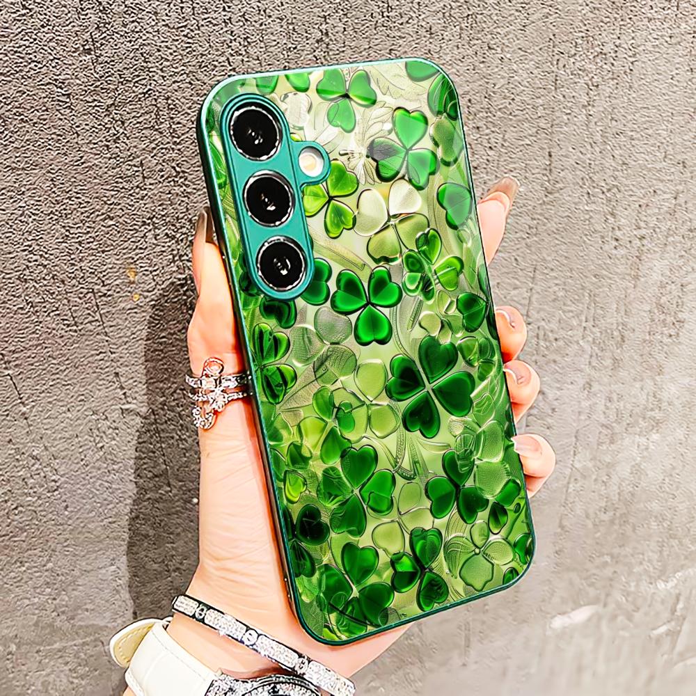 Кристальное качество Чехол-четырехлистник Чехол из стекла для Samsung Galaxy S26 S25 S24 S23 S22 FE Ultra Plus Изысканный