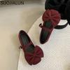 Fashion SUOJIALUN 2025 Spring New Brand Women Flat Shoes Fashion Big Bow-knot Ladies Elegant Mary Jane Shoes Soft Heel Dress Boat Shoes