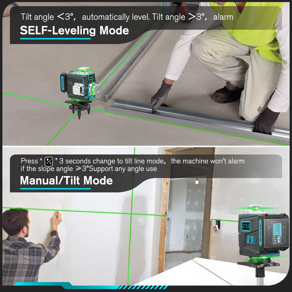 HGLINE 16 4D Линий Лазерный Уровень с Пультом Управления через Приложение Самонивелирующийся 360 Горизонтальный и Вертикальный Лазерный уровень Строительный Инструмент