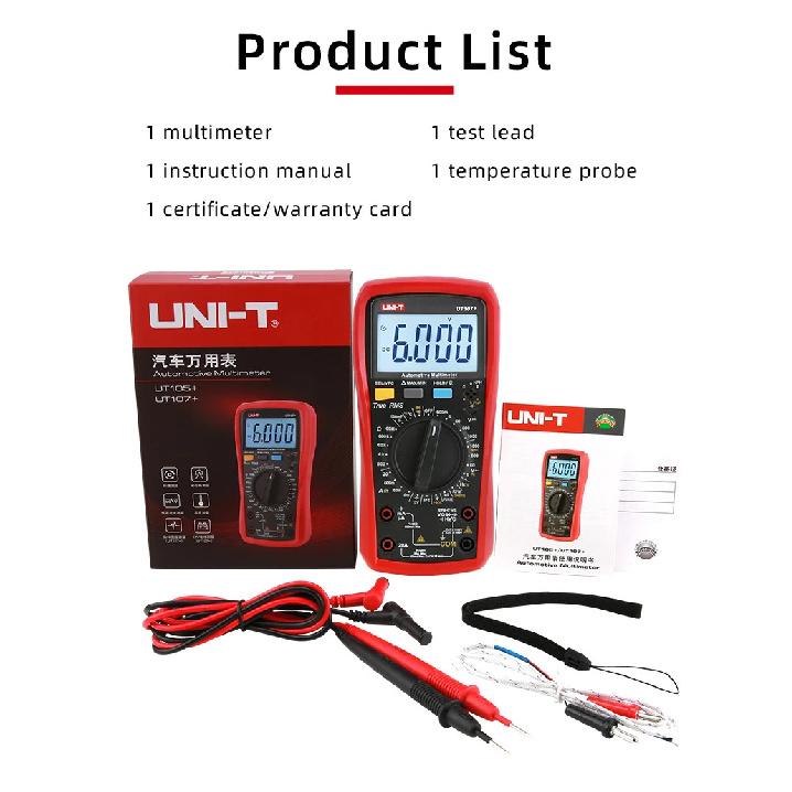Цифровой мультиметр UNI-T UT105+ UT107+ True RMS VFC AC DC Температура Частота Рабочий цикл Диод Транзистор Автомобильный мультиметр