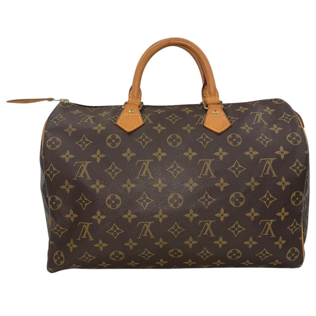 Подержанная сумка Louis Vuitton Monogram Speedy 35 M41524 Бостонская сумка Канва Коричневый Аутентичная 1213