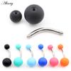 Alisouy 1PC 14G Sexy Candy Colored Rubber Stainless Steel Bar Belly Navel Button Ring Piercing Nightclub Girl Women Body Jewelry