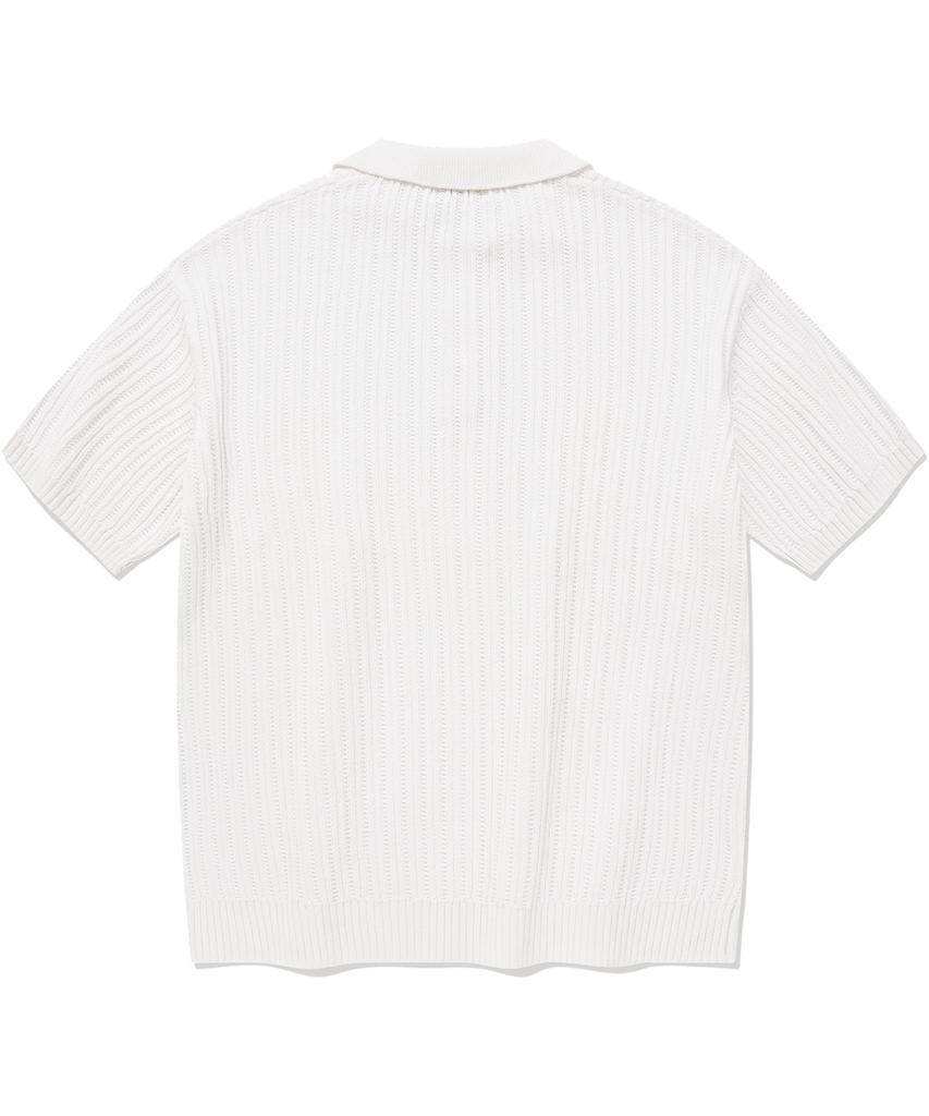 COVERNAT Crochet Polo Half Knit Ivory