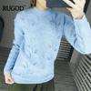 RUGOD 2025 Autumn Spring Knitted Pullover Women Elegant Leaves Pattern Knitwear Sweater Female Sweater Jumpers Befree
