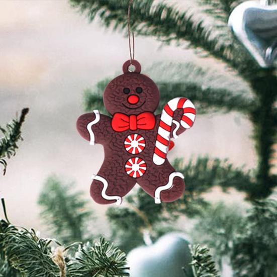 12 шт. Подвеска в виде пряничного человечка, рождественские украшения, подвесные украшения в виде Санта-Клауса с шнурком для украшения рождественской елки