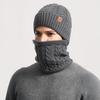 3Pcs/Set Men Hat Scarf Gloves Set Solid Color Twist Texture Brimless Hat Neckerchief Knitting Gloves Set Winter Accessories